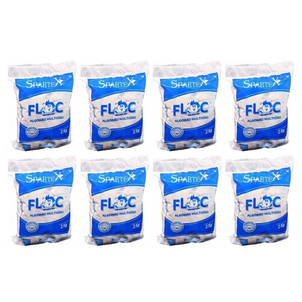 Kit 8 Algodão Multiuso 100% Puro Extra Macio Floc Spartex 25g