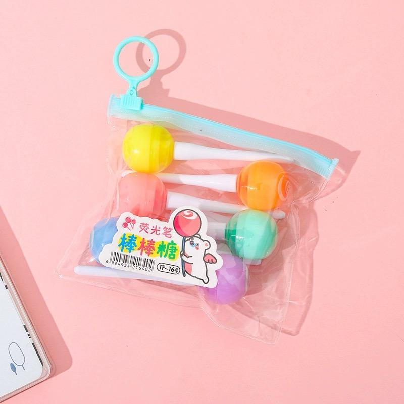 Marca texto Neon Kit Com 6 Cores Pastel Pirulito Fofo Kit 6 Lollipop Com Estojo De Plastico