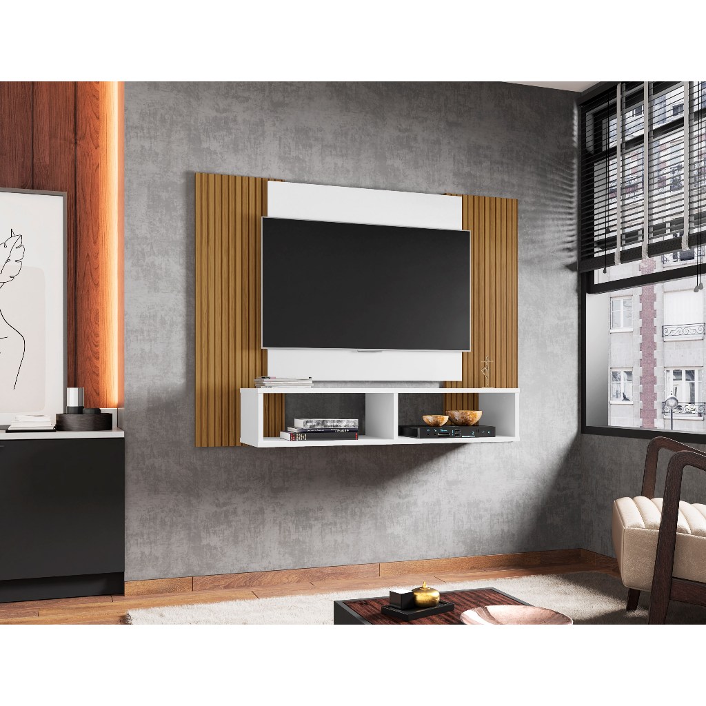 Painel Para TV Até 42 Pol Bechara Navi 2 Nichos - Moveis Bechara  - INCLUSO SUPORTE PARA TV