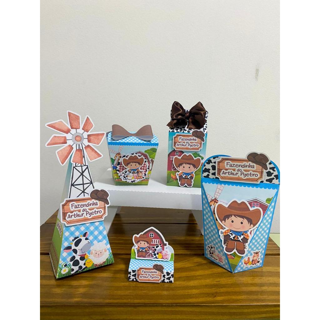 Kit festa FAZENDINHA AZUL – lembrancinhas personalizadas  - caixinhas personalizadas –  vários temas
