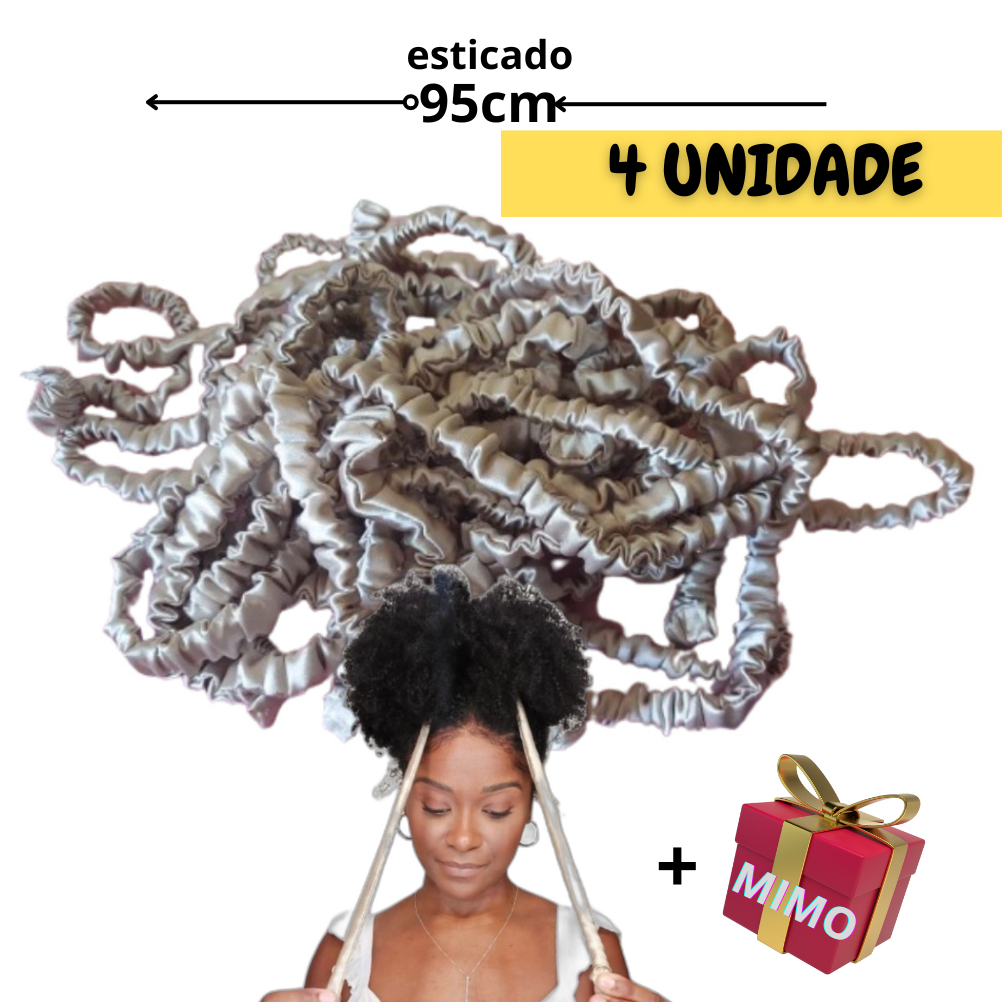 Afro Puff Amarrador de cabelo de cetim Antifrizz ( 4 unidade )