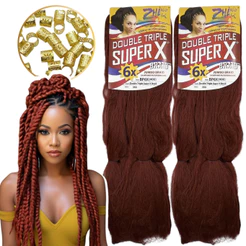Kit 2 Cabelo Jumbo Jumbão Super X Box Braids Zhang Hair + Anéis