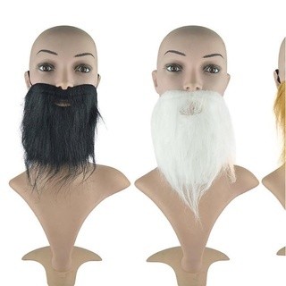 Fantasia Barba Falsa Preta OU BRANCO Estilo Pirata Barba Branca Mago Papai Noel 20 CM