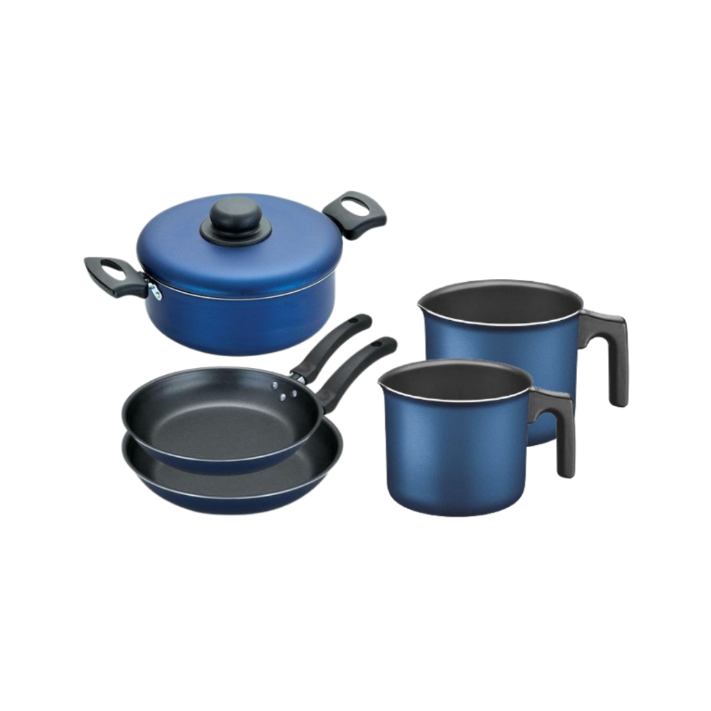 Kit Conjunto Jogo de Panelas Caçarola Frigideira Canecão Leiteira Colorido Teflon Antiaderente
