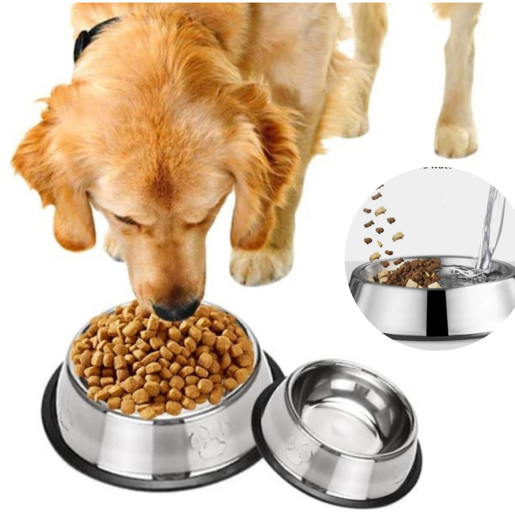 KIT 2 Comedouro Bebedouro Tigela Inox 200ml TAMANHO P Cachorro Cães Gato COELHO Pet Prateado 15 CM