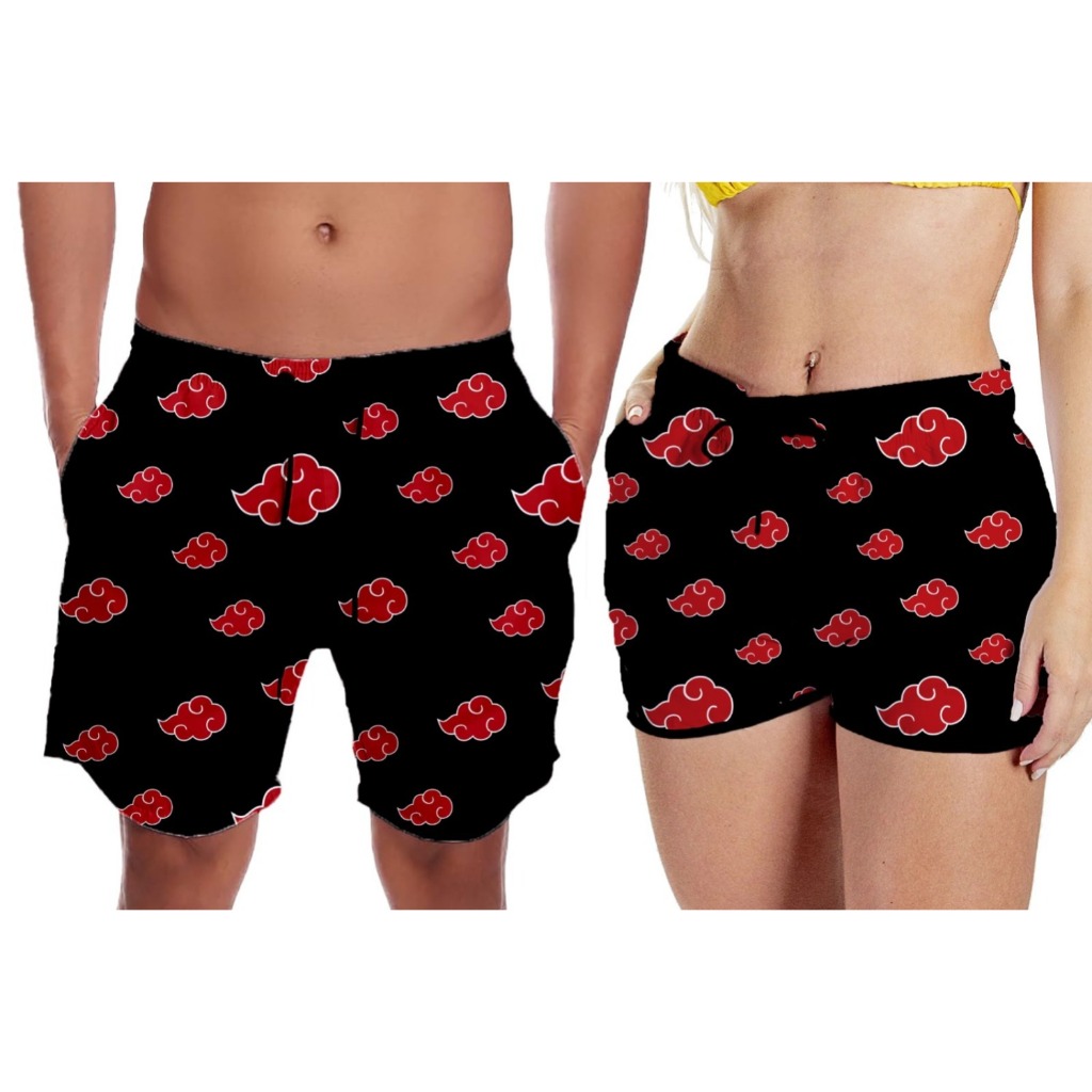 Kit conjunto casal short mozão moda praia naruto akatsuki nuvem. em Oferta na Shopee