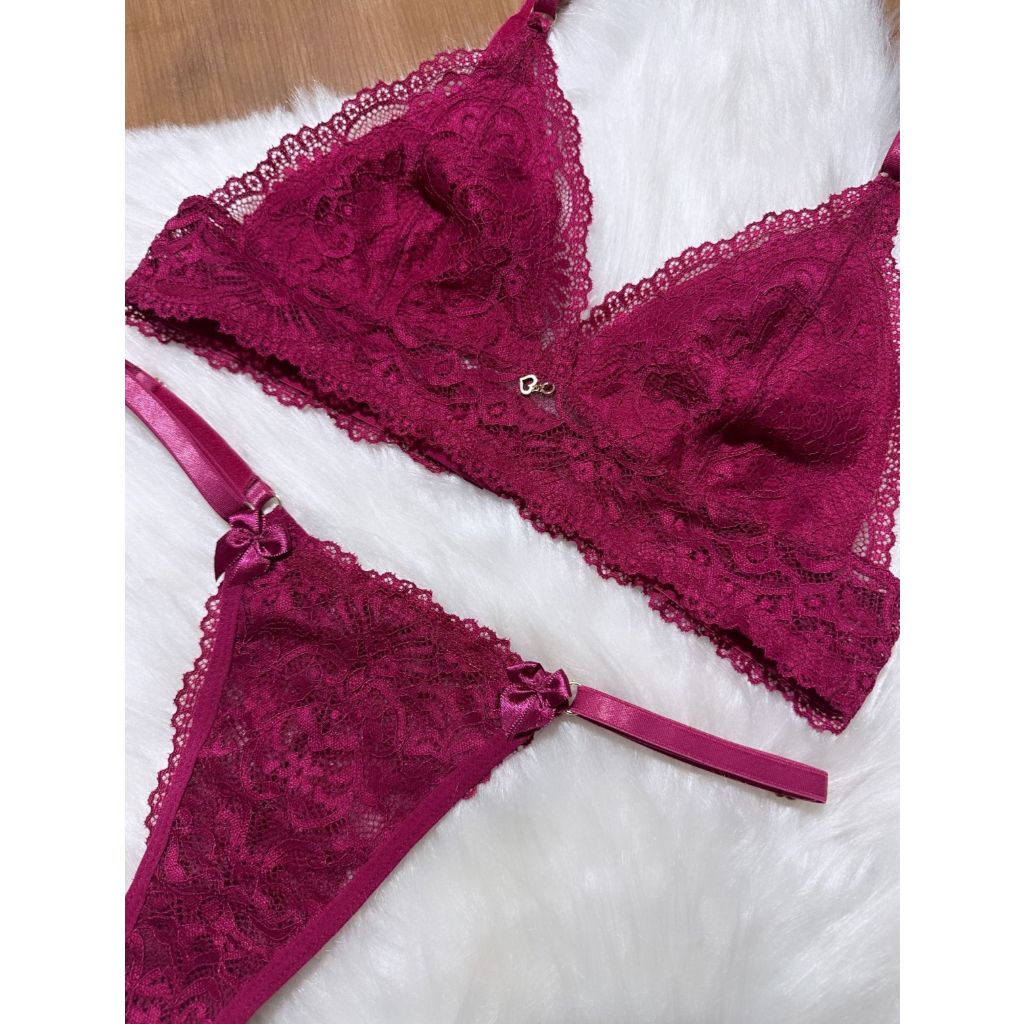 CONJUNTO FEMININO LINGERIE SUTIÃ RENDADO FIO DE RENDA REGULAGEM SENSUAL LUXO S/ ARO S/ BOJO CONFORTT