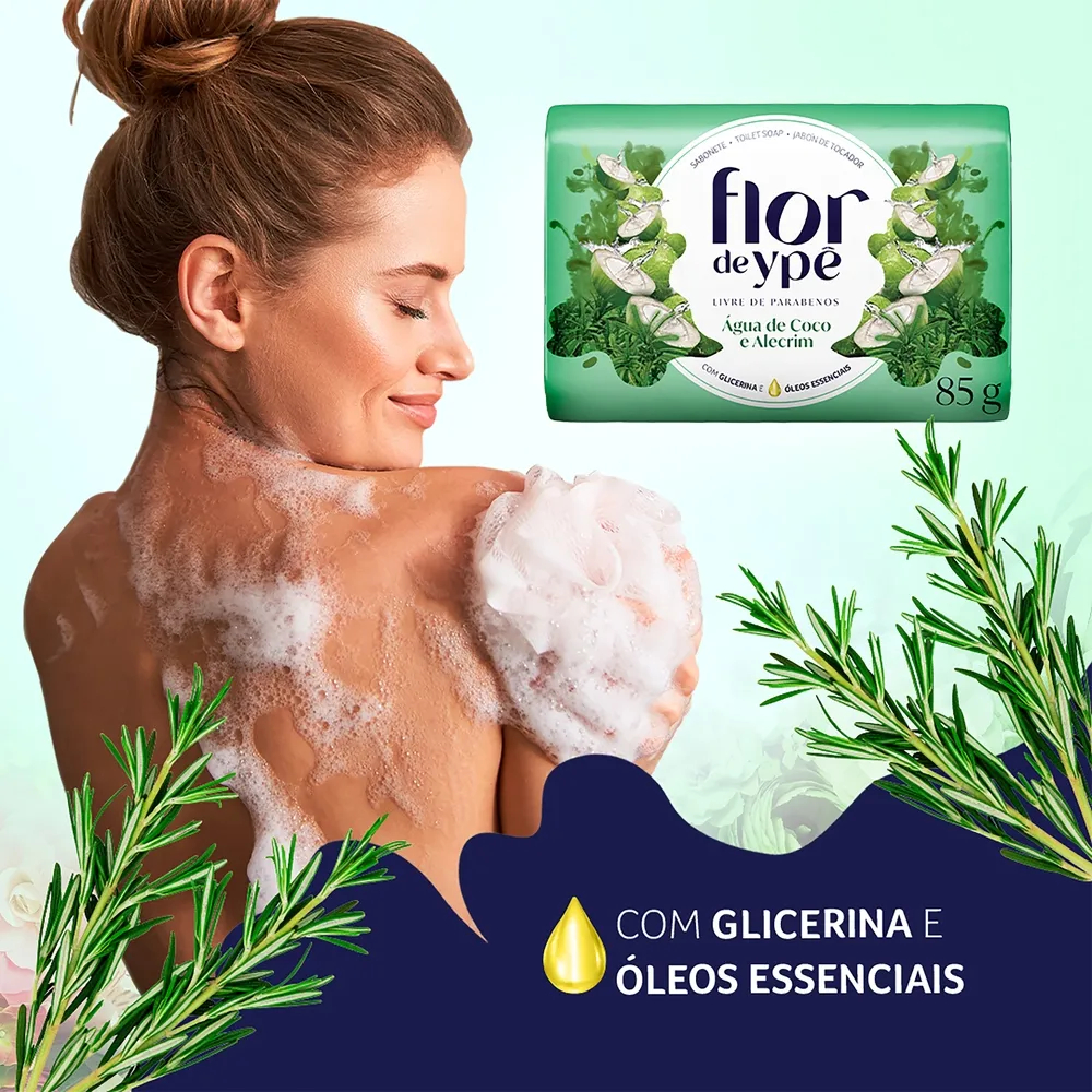 Kit 12 Sabonetes Flor de Ypê Água de Coco e Alecrim 85g — imagem 2 de 2