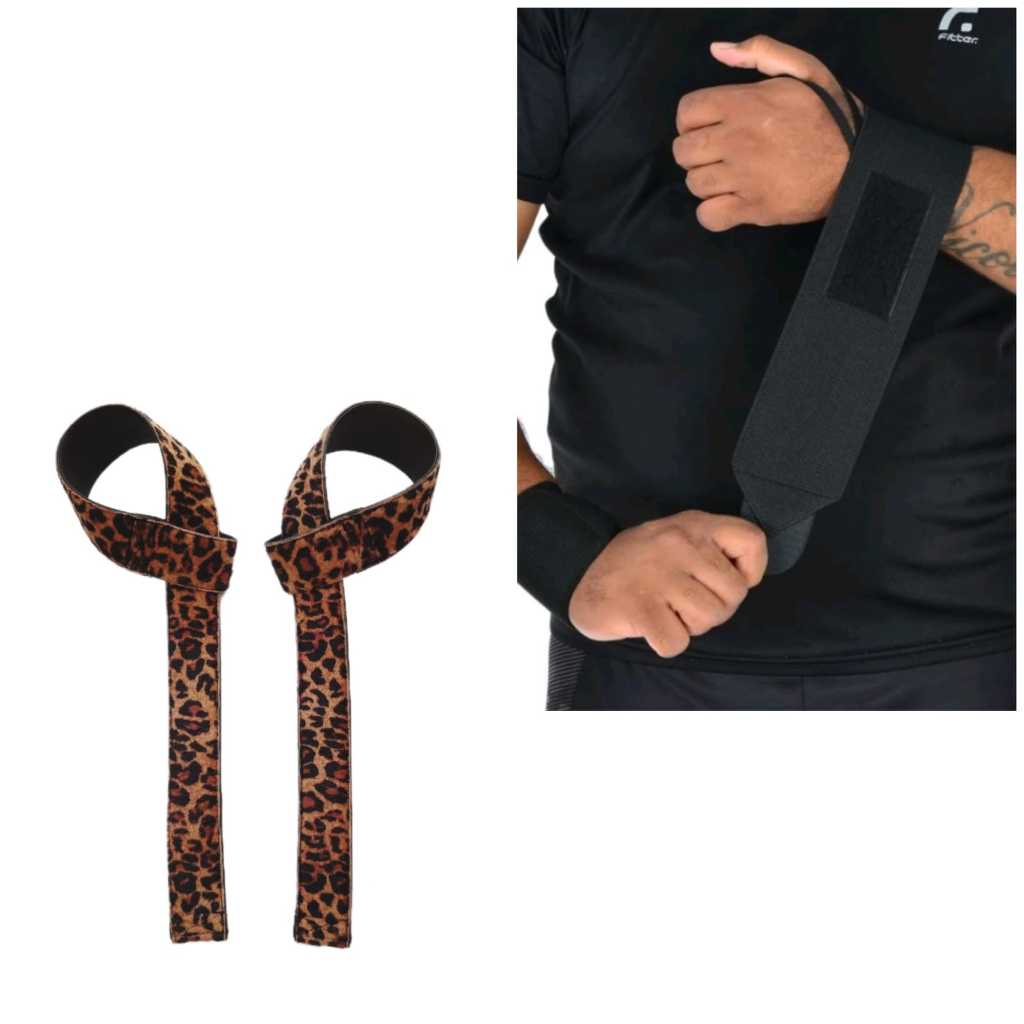 Par Munhequeira Profissional Crossfit Premium +1 Par Tala Straps Onçinha Normal