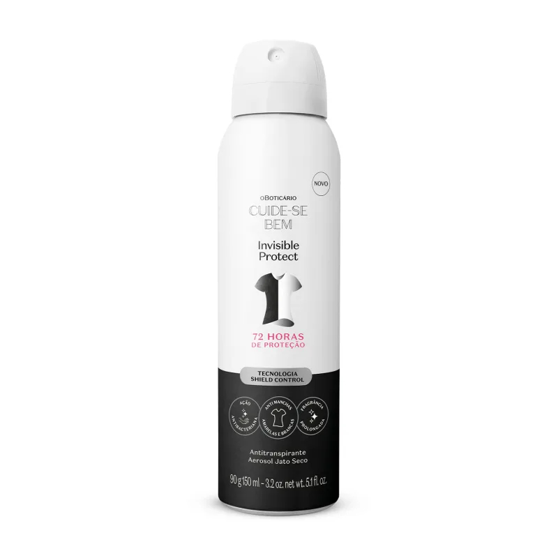 Antitranspirante Aerossol Jato Seco Cuide-se Bem Invisible Protect 90g/150ml O Boticário Novo Original