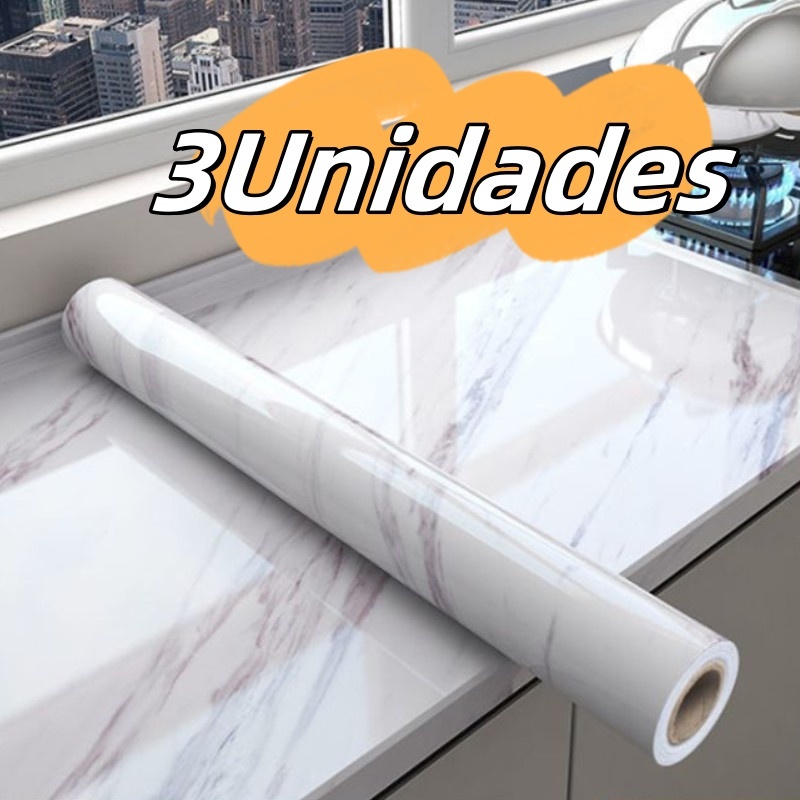 3 Pcs Papel Parede Autoadesivo Marmore Lavavel Resistente  Agua/Óleo/Fogo/Temperatura Promoção em Oferta na Shopee