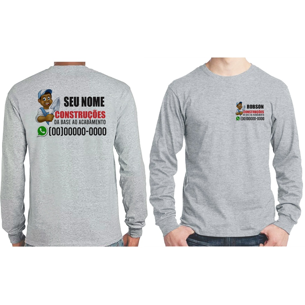 Camiseta de Pedreiro Manga Longa Personalizada