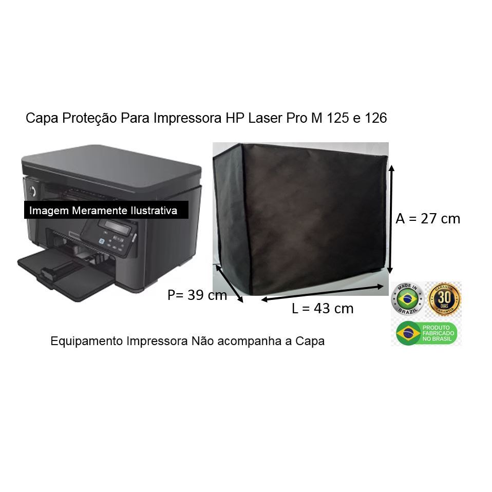 Capa Proteção Para Impressora HP LASER JET PRO M125 e 126 em Tnt Preto.