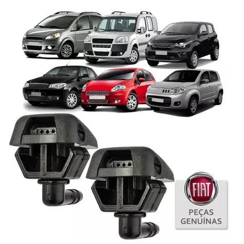 Par Esguicho Brucutu Lavador Para-brisa Fiat Novo Uno 2011 - 2021 Original 735277664 em Oferta na Shopee