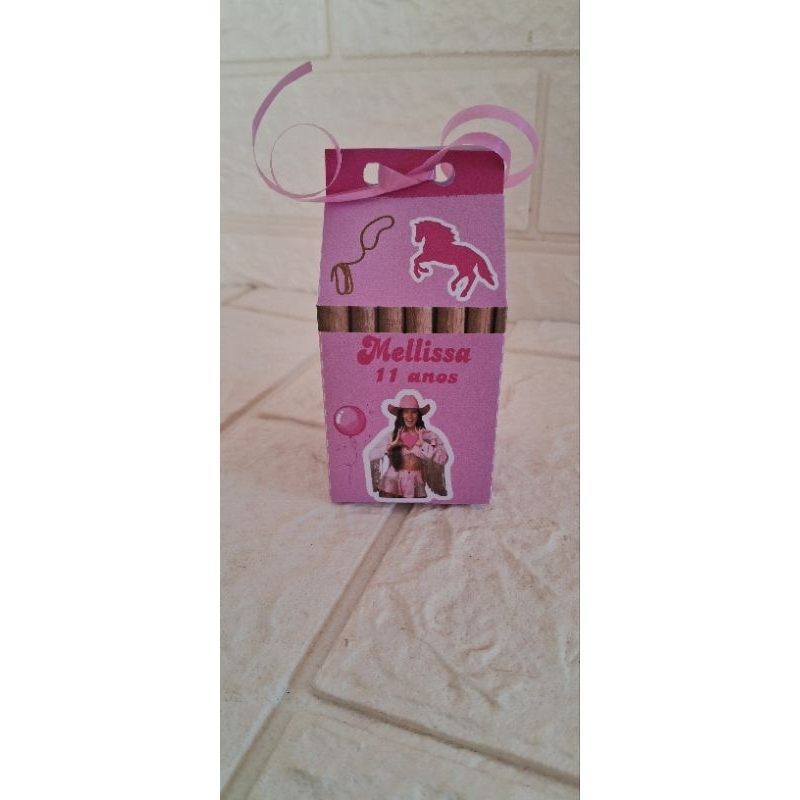10 Lembrancinhas de aniversário Ana Castela Boiadeira caixa milk personalizados da ana castela