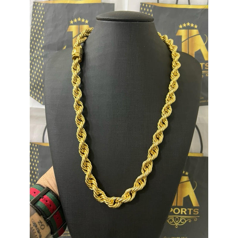 Cordão baiano 12mm 70cm+ argola coroa para pingente banhada a ouro 18k