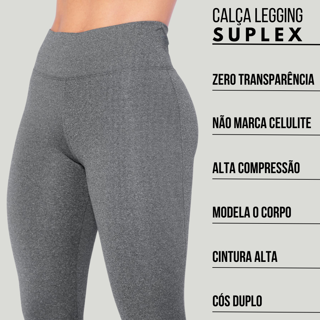 Calça Feminina Legging Academia Suplex Cintura Alta