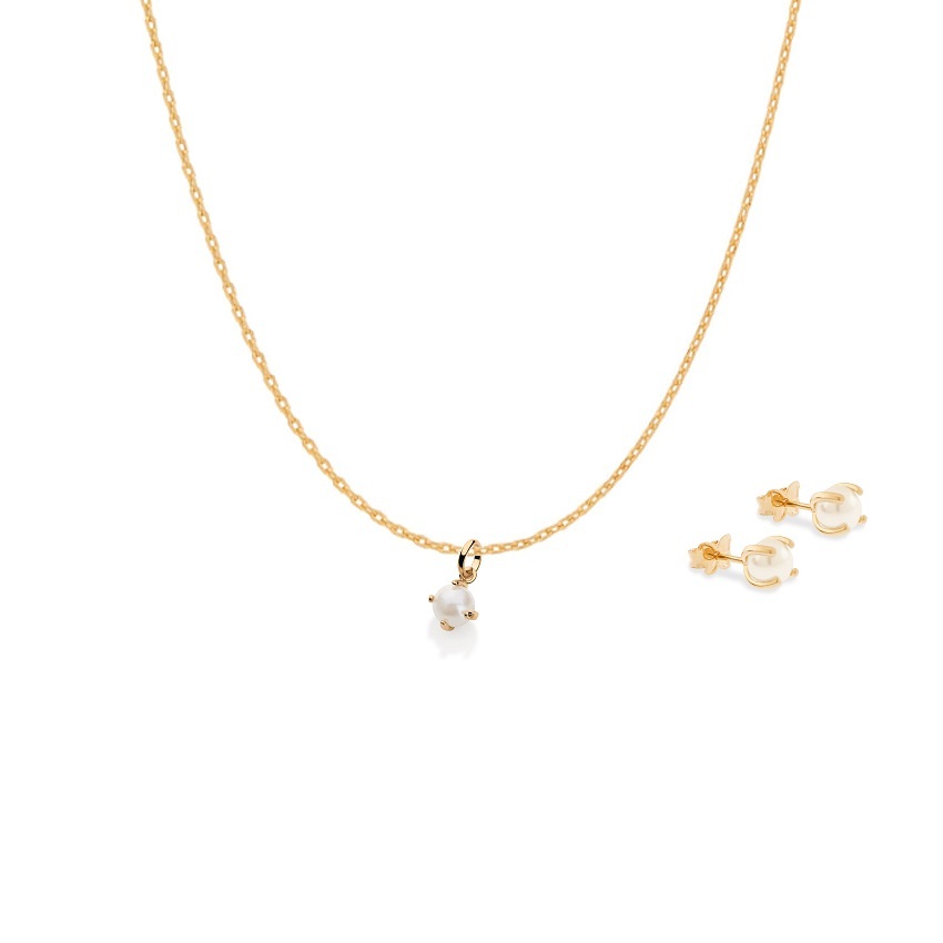 Conjunto Rommanel Colar com Pingente e Brincos de Pérola em Oferta na Shopee
