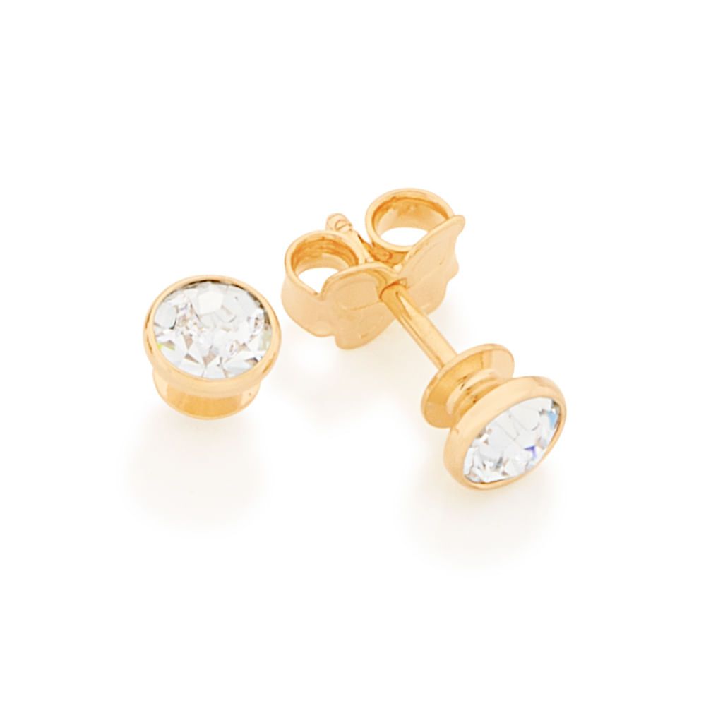 Brincos Rommanel Solitário Cristal Redondo Ponto De Luz 4mm 523191 em Oferta na Shopee