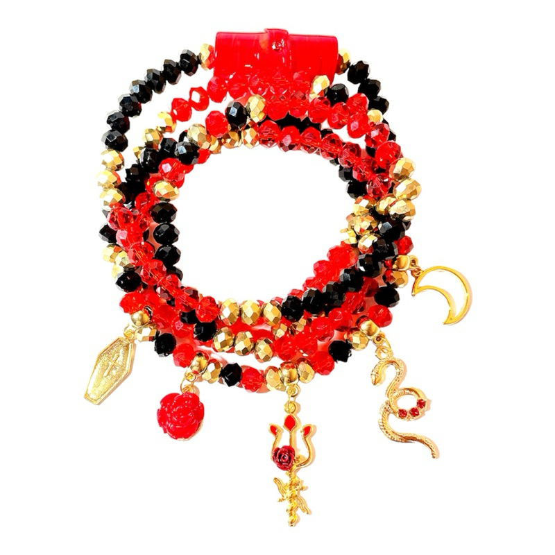 Guia de Pombagira Maria Padilha Dona 7 Mulambo Farrapo Rainha – Cristais 8mm, Pingentes e Firma com Strass