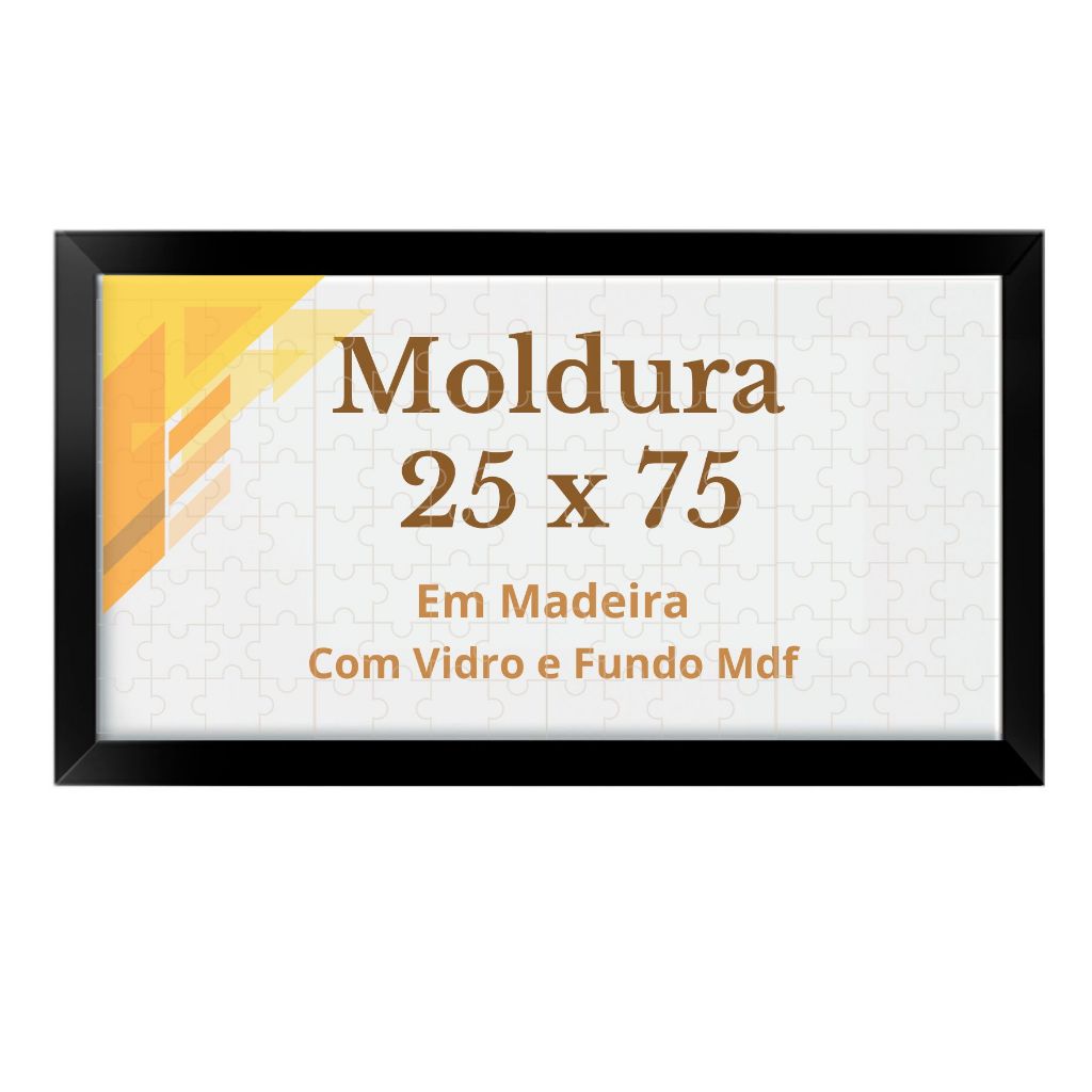 Moldura 75x25 Para Quebra Cabeça Panorâmico Quadro com Vidro e Fundo MDF 25x75 em Oferta na Shopee