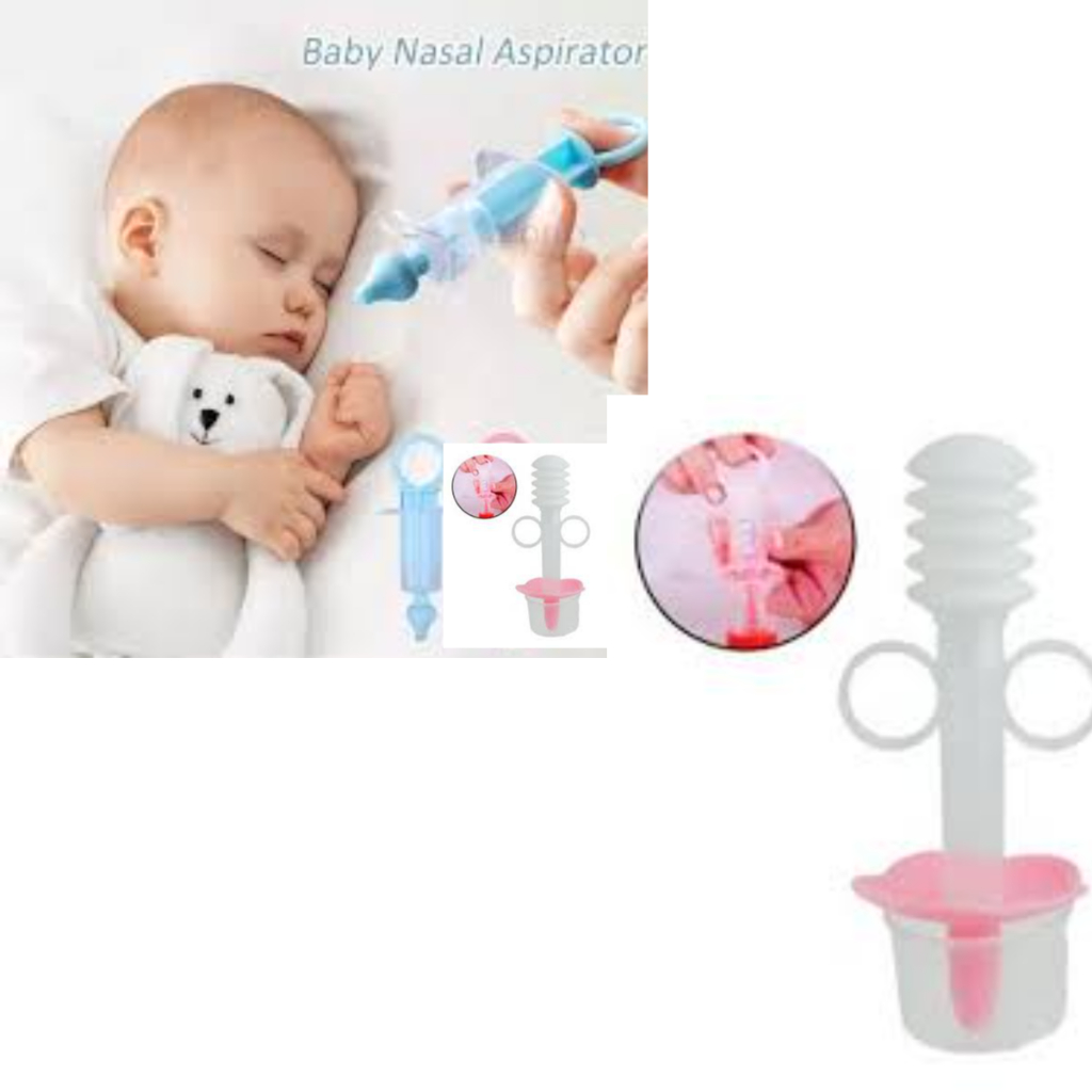 Kit Especial para Cuidados do Bebê com Seringa Nasal E Dosador de Remédio Silicone Rosa e Azul