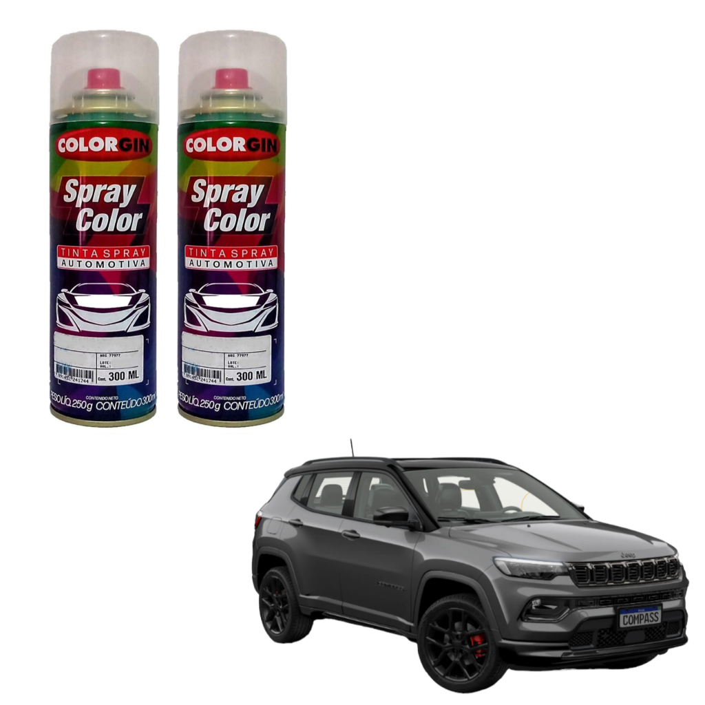 Tinta Spray Automotiva CINZA STING GRAY LISO JEEP COMPASS +VERNIZ