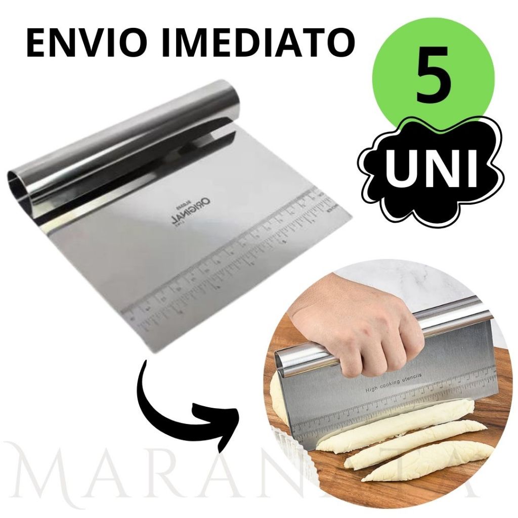 Kit 5 Espátula Em Inox Prática Raspador De Massa Com Cabo Tubular Com Regua Aço Inox Confeiteiro Alisador Bolo
