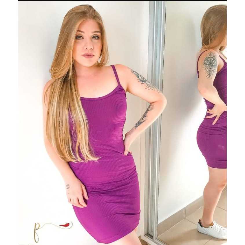vestidos canelados premium  de alcinha varias cores tamanho único em Oferta na Shopee