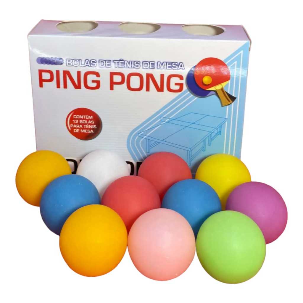 Caixa Com 12 Unidades Bolas / Bolinhas De Ping Pong Coloridas - Tênis de Mesa em Oferta na Shopee