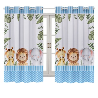 Cortina Infantil 2,00x1,50mt Safari Baby Azul (Decoração, Quarto, Menino, Menina, Bebê) em Oferta na Shopee