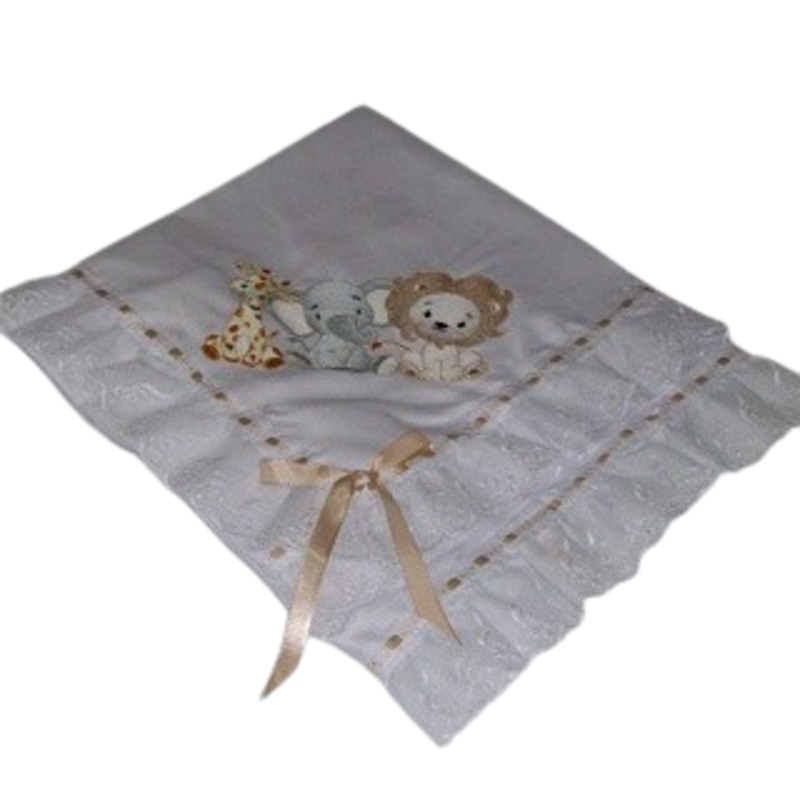 Manta Piquezinho Bebê Forrada Bordada Com Detalhe Laise em Oferta na Shopee