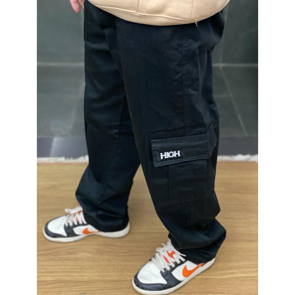 Calça Cargo Masculina STREET Unissex Sarja Premium Estampa Bordada