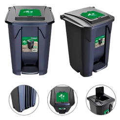 Lixeira Quadrada 60 Litros com Rodas, Pedal e Trampa Click Cesto de Lixo Grande Arqplast