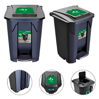 Lixeira Quadrada 60 Litros com Rodas, Pedal e Trampa Click Cesto de Lixo Grande Arqplast em Oferta na Shopee