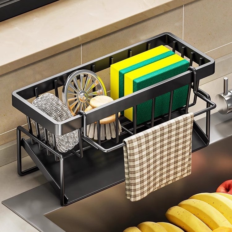Armazenamento De Cozinha Rack De Toalhas Racks De Esponja Drenagem Escova De Parede Mínima...