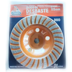 Disco profissional Desbaste Diamantado Turbo Concreto Mármore Rebolo 115mm M14