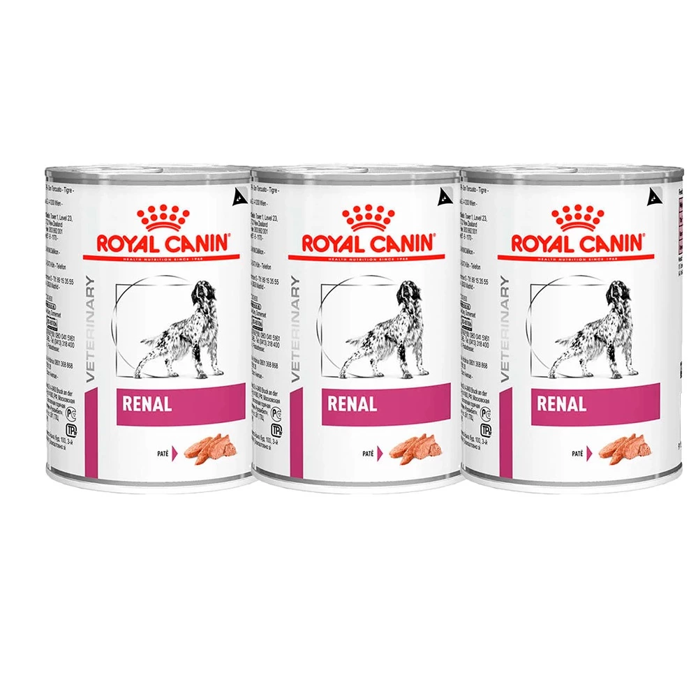 Kit 3 un. Ração Úmida Royal Canin Veterinary Renal Cães Adultos 410g