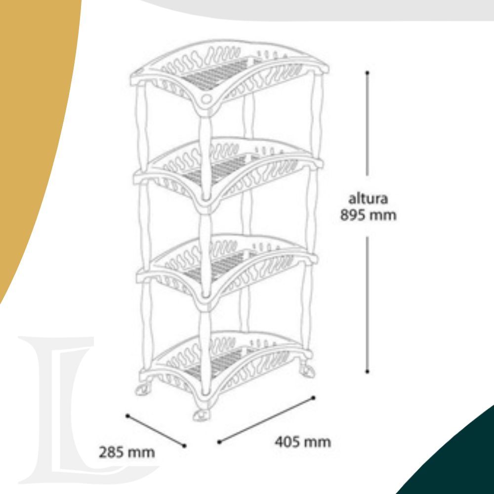Fruteira Organizador Vertical Com Rodinhas 4 Cestos Andares — imagem 2 de 2