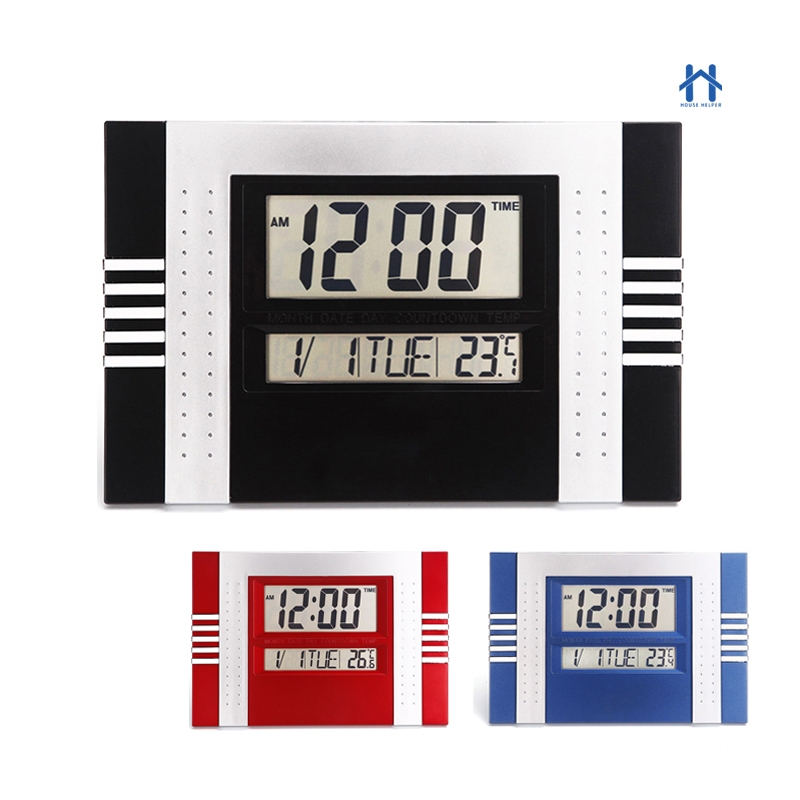 Relógio Digital Lcd para Mesa ou Parede com Alarme Data Temperatura Bela Casa Relógios em Oferta na Shopee