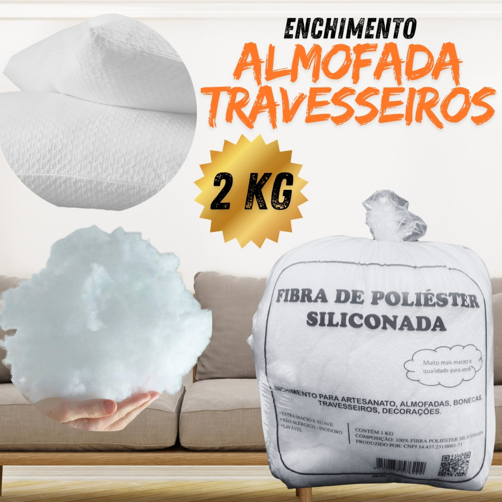 2kg Fibra Silicone Branca Enchimento Almofada Travesseiros sofas poltronas puff Bonecas Poliéster Artesanato Decorações