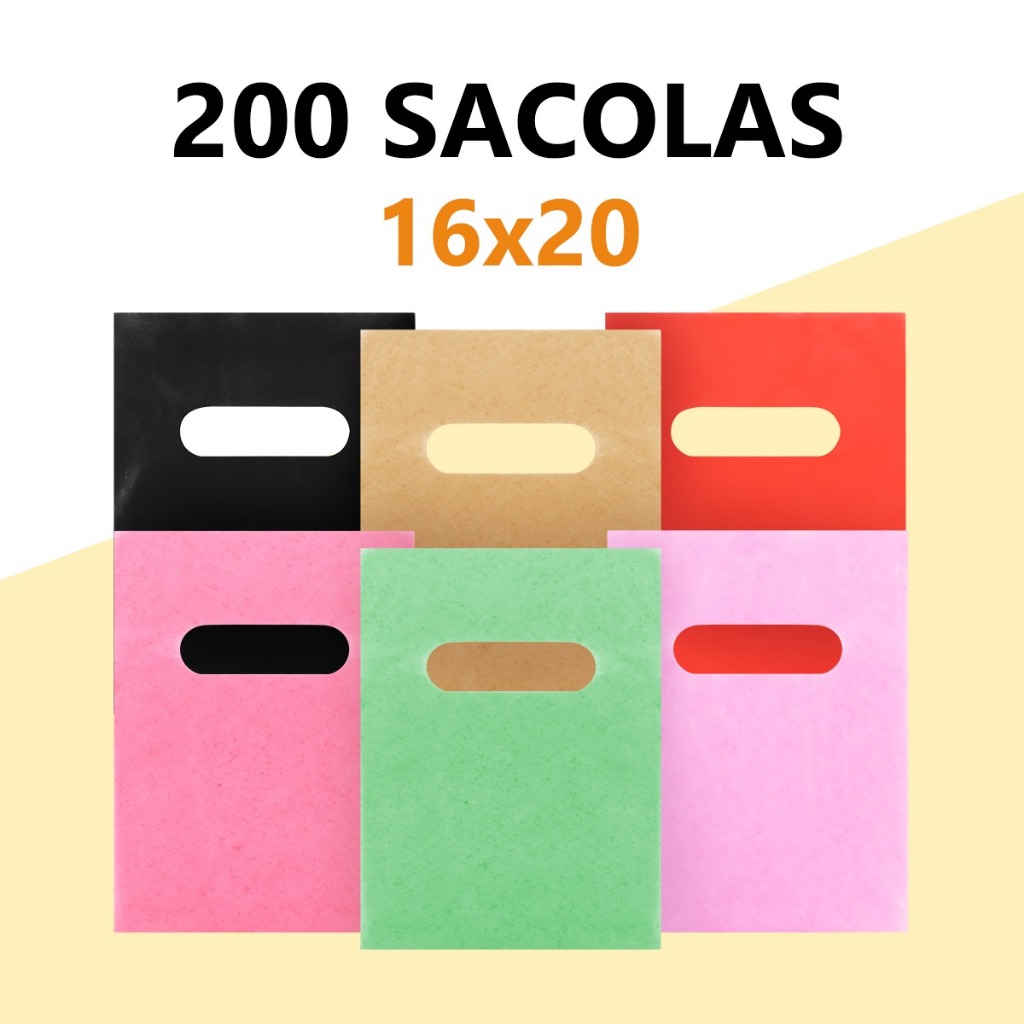 Kit 200 Un Sacolas Plásticas Boca Palhaço 16x20 Alça Vazada para bijuterias em Oferta na Shopee