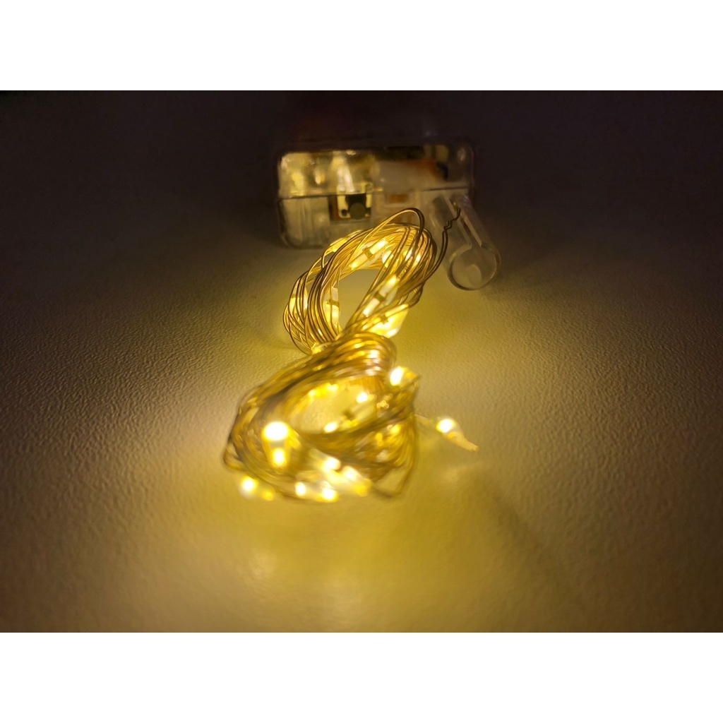 Fio de led fio fada 3m 30 leds AMARELO a pilha para festas e datas comemorativas