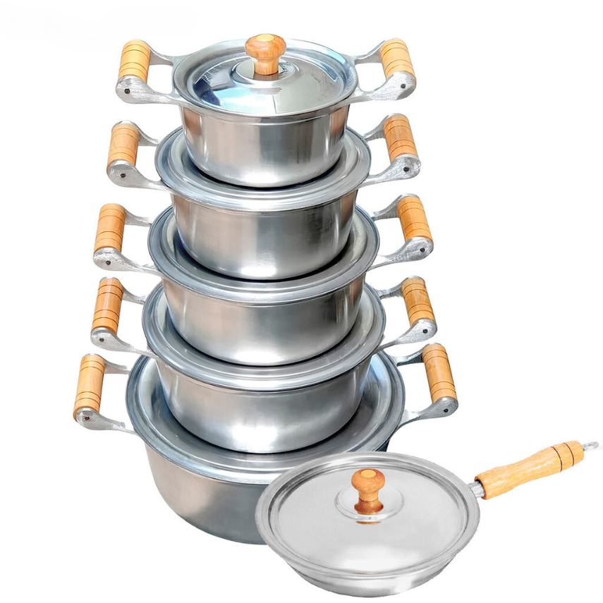 Jogo de Panelas 5 Peças Alumínio Batido Fundido + Frigideira com Tampa