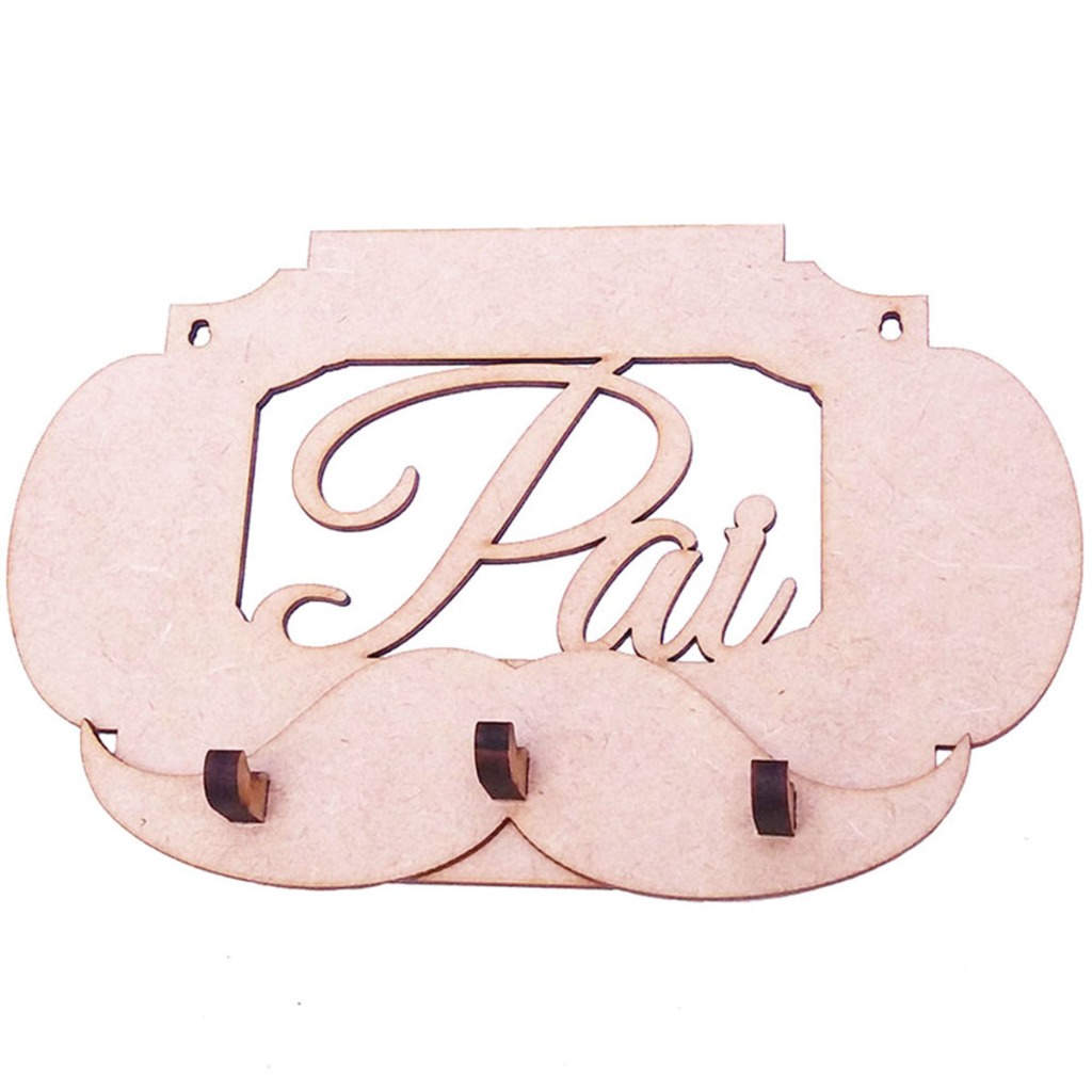 Kit 12 chaveiro Porta Chave Mdf cru Pai Bigode 20 Cm  lembrancinha Festa Dia Dos Pais