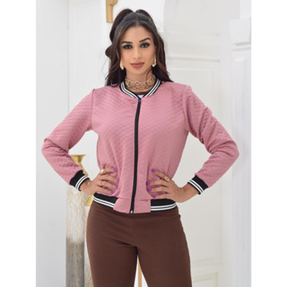 Jaqueta Bomber Casaco Blusa Feminina Com Ziper em Oferta na Shopee