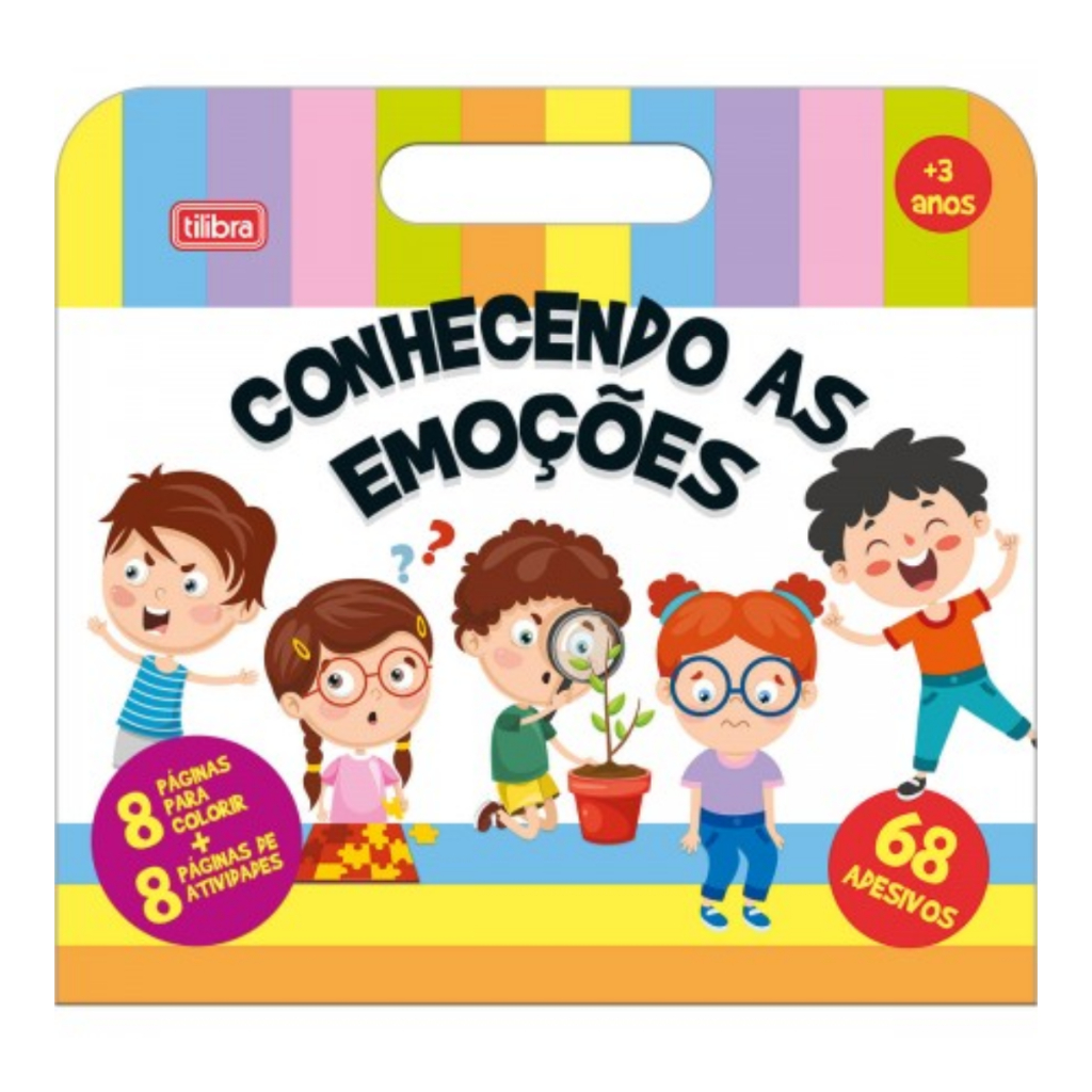 Álbum Maleta Para Colorir Conhecendo as Emoções com 68 Adesivos Tilibra