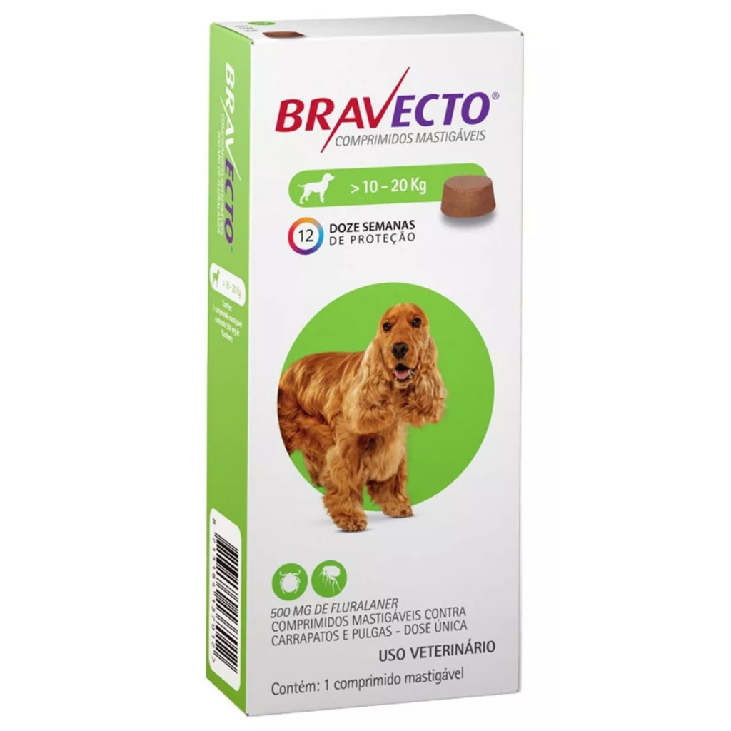 Antipulgas e Carrapatos Bravecto  para cães de 10kg a 20 Kg