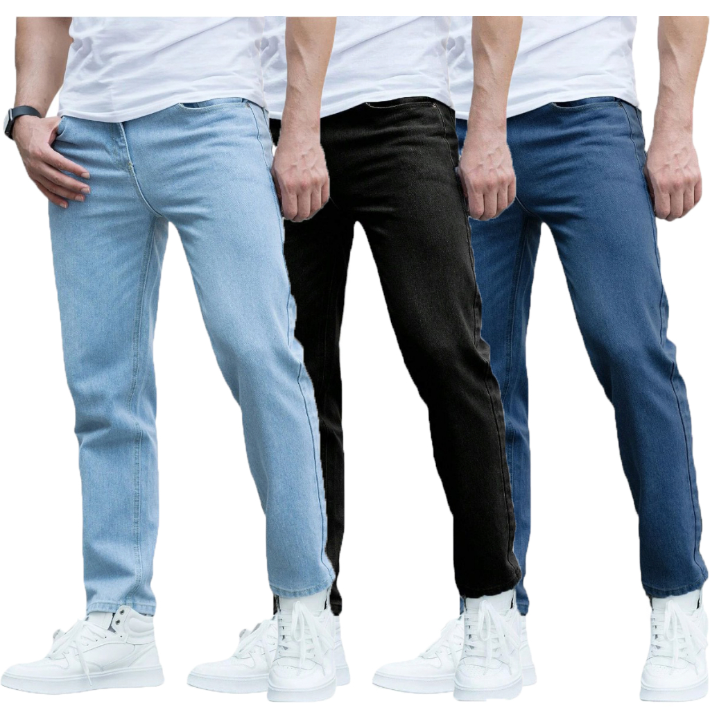 KIT Calça Jeans Masculina Premium Skinny Justa Bem Colada Na Perna Com Lycra Elastano