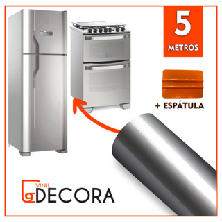 5 metros Adesivo Película Vinil Prata Tipo Inox Impermeável + Espatula P Aplicação Envelopar Fogão Geladeira Móveis em Oferta na Shopee